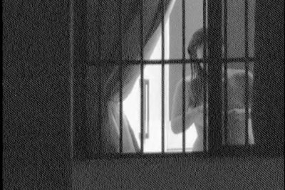 Fem is hiding tits under bra on window video