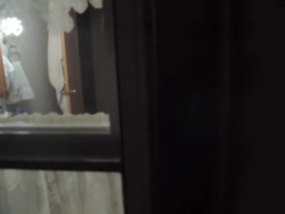 Pretty teen 18+ girl spied getting naked in the window